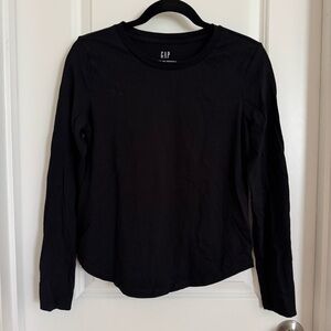 GAP Classic Black Cotton Long Sleeve Tee, S